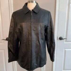 Black genuine leather coat L Mossimo Like NEW!